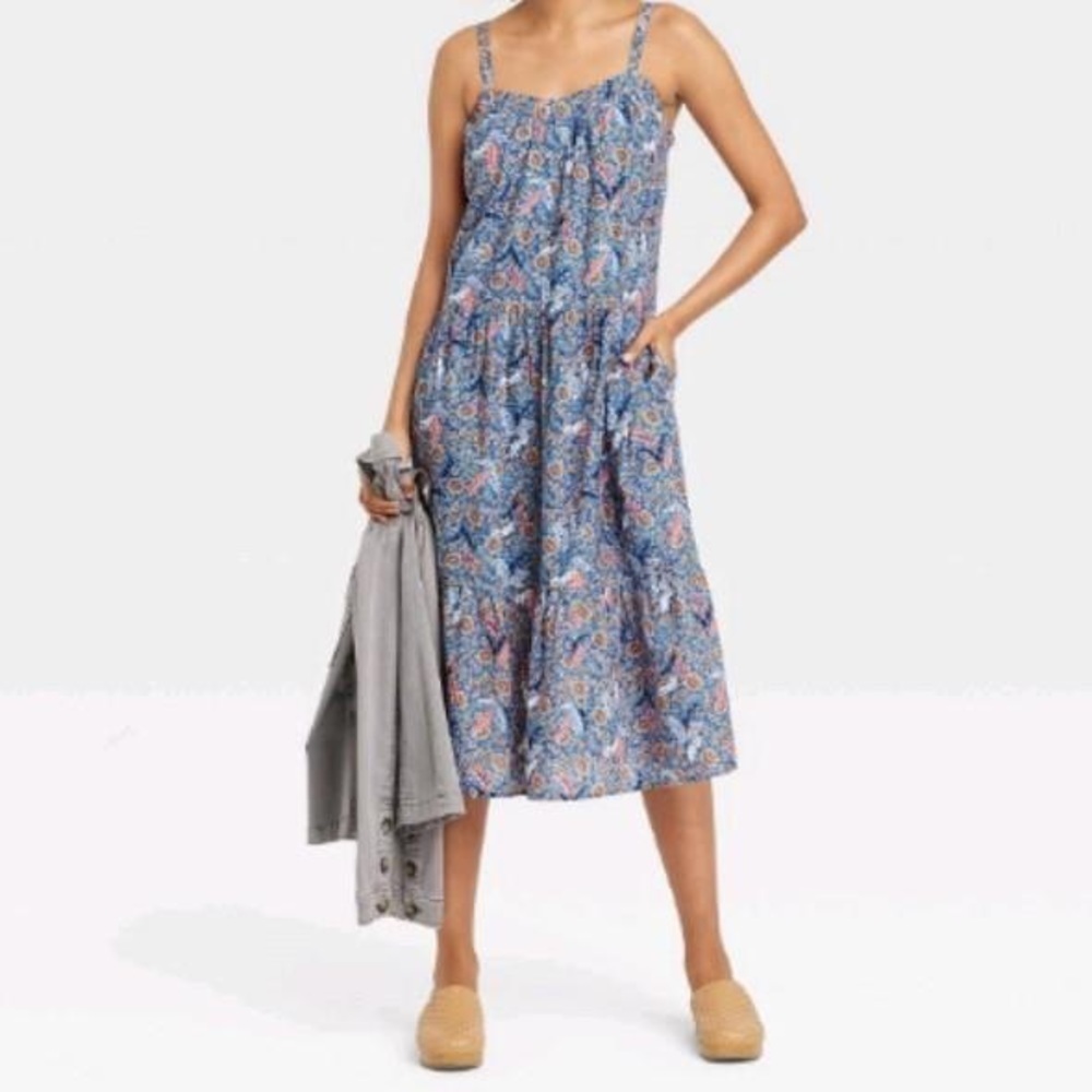 Women's Sleeveless Tiered A-Line Dress Knox Rose Blue Size 2X